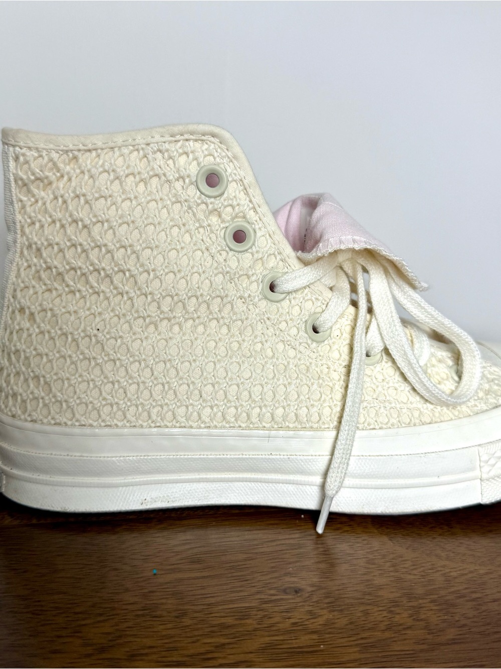 Converse Chuck 70 Crochet High Top Sneakers Cream Pink Women’s 8 - Picture 4 of 9